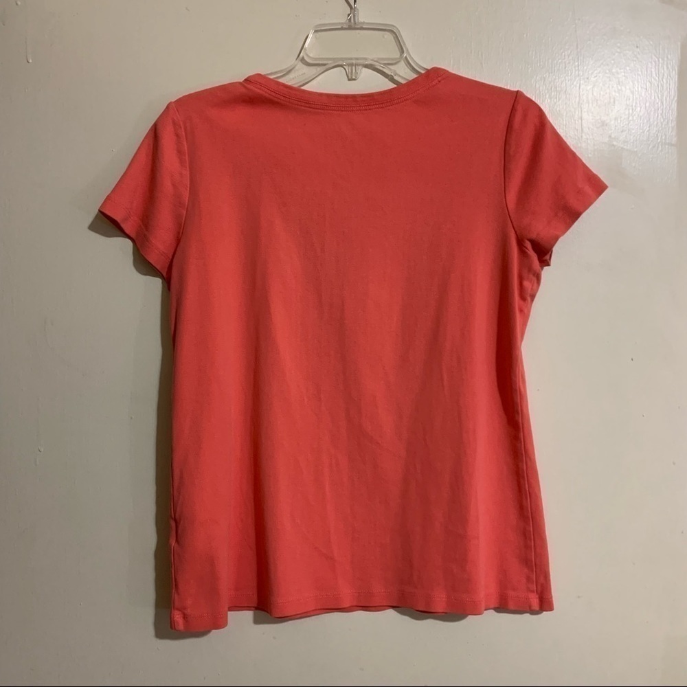 Lands’ End Shaped Soft Stretchy Short Sleeve Coral Peach Tee. Size Medium 10/12 - Picture 8 of 8